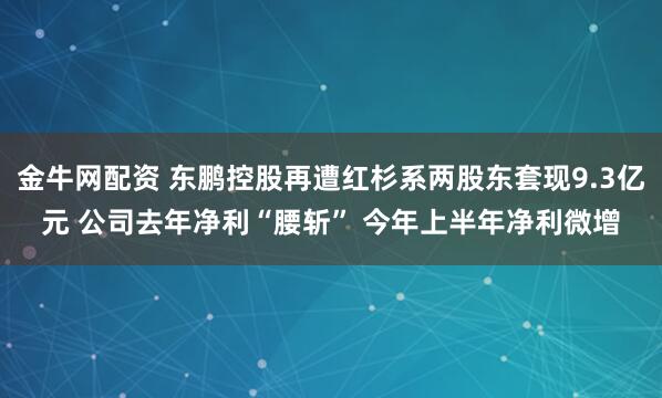 金牛网配资 东鹏控股再遭红杉系两股东套现9.3亿元 公司去年净利“腰斩” 今年上半年净利微增