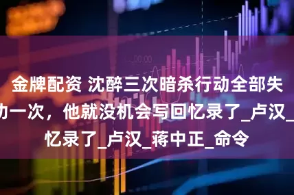 金牌配资 沈醉三次暗杀行动全部失败：只要成功一次，他就没机会写回忆录了_卢汉_蒋中正_命令